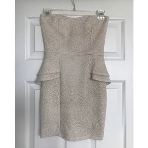 A’GACI OFF WHITE PEPLUM DRESS